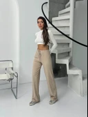 Fitilli şardonlu pantolon bej - 3