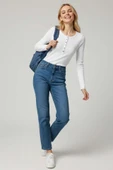 Çıtçıt Detaylı Bluz Beyaz - 6