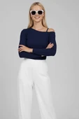 Tek Omuz İpli Bluz Lacivert - 3