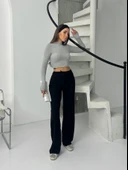 Fitilli şardonlu pantolon siyah - 4