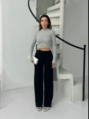 Fitilli şardonlu pantolon siyah - 5