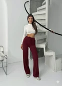 Fitilli şardonlu pantolon bordo - 3