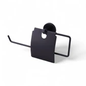 Siyah Kapaklı Kağıt Havluluk Banyo Tuvalet Mutfak İçin Duvar Tipi Vidalı Montaj Modern Aksesuar thumbnail 1