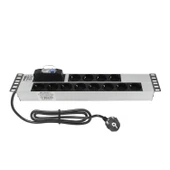 19" 2U 12'Li Schuko Sigortalı Aluminyum Rack Kabin Grup Priz Pdu thumbnail 2