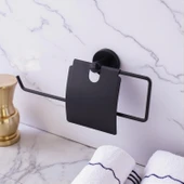 Siyah Kapaklı Kağıt Havluluk Banyo Tuvalet Mutfak İçin Duvar Tipi Vidalı Montaj Modern Aksesuar thumbnail 3