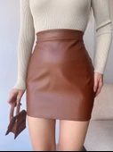 Düz deri etek taba h24468 - 2