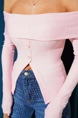 Madonna Yaka Düğmeli Bluz pembe - 2