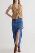 Çift yırtmaçlı jean etek s140 - 3