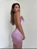 Kadın boyundan ince askılı elbise s3585 - 3