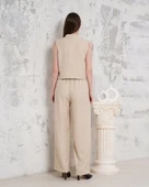 Broşlu yelek pantolon takım bej s255821 - 3