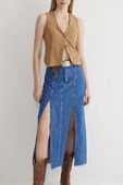 Çift yırtmaçlı jean etek s140 - 1