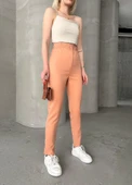 Beli lastikli karamel pantolon - 2