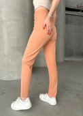 Beli lastikli karamel pantolon - 5