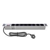 19" 1U 8'Li Schuko Anahtarlı Alüminyum Rack Kabin Grup Prizi thumbnail 1