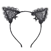 Siyah Kedi Dantel Taç + Eldiven Seti – Parti, Dans ve Kostüm Kombini thumbnail 3