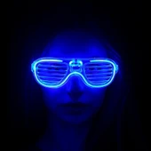 Mavi Led Işıklı Parti Gözlüğü - Neon Glow Şerit Gözlük 3 Modlu - 3