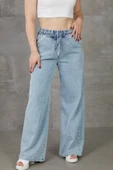 Kadın Beli Lastikli Rahat Kesim Kot Pantolon - 2