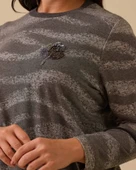 Büyük Beden Boncuk İşlemeli Desenli Bluz Gala-Xi - 3