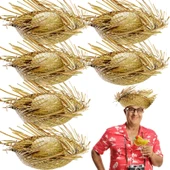 Tropikal Parti Naturel Hasır Hawaii Şapkası 13x36 cm - 2
