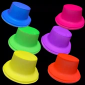 Neon Partisi Pembe Renk Plastik Fötr Şapka - 4
