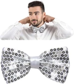 Gece Işıltısı Gümüş Payetli Pullu Papyon 7x2 cm - 4