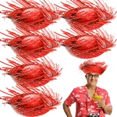 Tropikal Parti Kırmızı Hasır Hawaii Şapkası 13x36 cm - 2