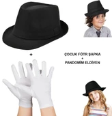 Çocuk Sahne Performans Seti – Gösteri Fötr Şapka ve Eldiven thumbnail 1