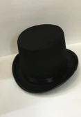 Yetişkinler İçin Siyah Renk Ringmaster Sihirbaz Şapkası Fötr Şapka 15 cm - 4