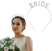 Gümüş Renk Bekarlığa Veda Kristal Taş Bride Tacı İthal 16x10 cm - 1