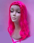 Neon Pembe Renk Örgülü Helen Karakter Peruğu Takma Saç thumbnail 1