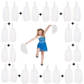 12 Çift ( 24 Adet ) Beyaz Renk 23 Nisan 19 Mayıs 29 Ekim Okul Gösteri Ponponları - 1