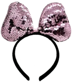 Renk Değiştiren Pullu Payetli Fiyonk Parti Tacı Pembe Gümüş Renk 20x16 cm thumbnail 1