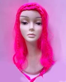 Neon Pembe Renk Örgülü Helen Karakter Peruğu Takma Saç thumbnail 2