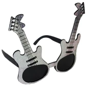 Gümüş Renk Rockn Roll Gitar Şekilli Parti Gözlüğü 15x15 cm - 1