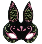 Siyah Renk Pembe Gold Simli Siyah Süet Kaplama Tavşan Maskesi 18x16 cm thumbnail 2