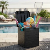 Bahçe, Balkon, Havuz Depolama Sandığı 90 Litre Antrasit | Kompakt & Dayanıklı Saklama Sandığı thumbnail 6