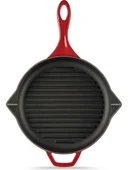 Hosse Yuvarlak Döküm Grill Izgara Tava 24CM Kırmızı Hs Y Gtv 24 - 1