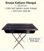 Ebru Trade Katlanır Ayaklı Emaye Mangal 32X54cm - 1