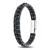 6Mm Mat Oniks Taşlı Deri Kordon Ve Çelik Bileklik 31832B2D6M1 thumbnail 1