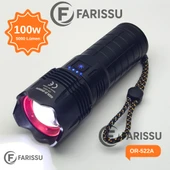 OR-522A Şarj Edilebilir Çok Fonksiyonlu LED El Feneri - 100W, 5000 Lümen, 9000 mAh - 1