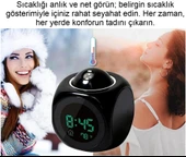 Projeksiyonlu LED Çalar Saat Büyük Kırmızı Zaman Gösterimi, Sıcaklık ve Çoklu Alarm, LCD Ekran - 1