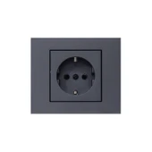 Ovivo Grano Füme Topraklı Priz + Çerçeve 1 Adet - 2