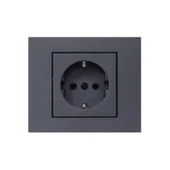 Ovivo Grano Füme Topraklı Priz + Çerçeve 1 Adet - 1