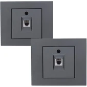 2 Adet Ovivo Grano Füme Numeris Telefon Prizi Çerçeve Dahildir Tem - 1