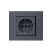 Ovivo Grano Füme Topraklı Priz + Çerçeve - 1