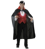 Kırmızı Yakalı Siyah Dracula Pelerin 120 cm - 1