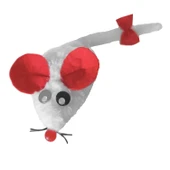 Markapet Kedi Oyuncağı Bıyıklı Peluş Fare 4,5 x 6-15 cm Beyaz thumbnail 1