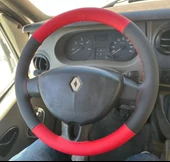 DİKİŞLİ DİREKSİYON KILIFI SİYAH DERİ KIRMIZI DERİ KIRMIZI DİKİŞ RENO MASTER FOTODAKİ DİREKSİYON thumbnail 1