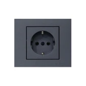 Ovivo Grano Füme Topraklı Priz Çerçeve Set - 1