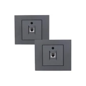 Grano Metalik Füme Numeris Telefon Prizi 5 Adet Çerçeve Dahil - 1